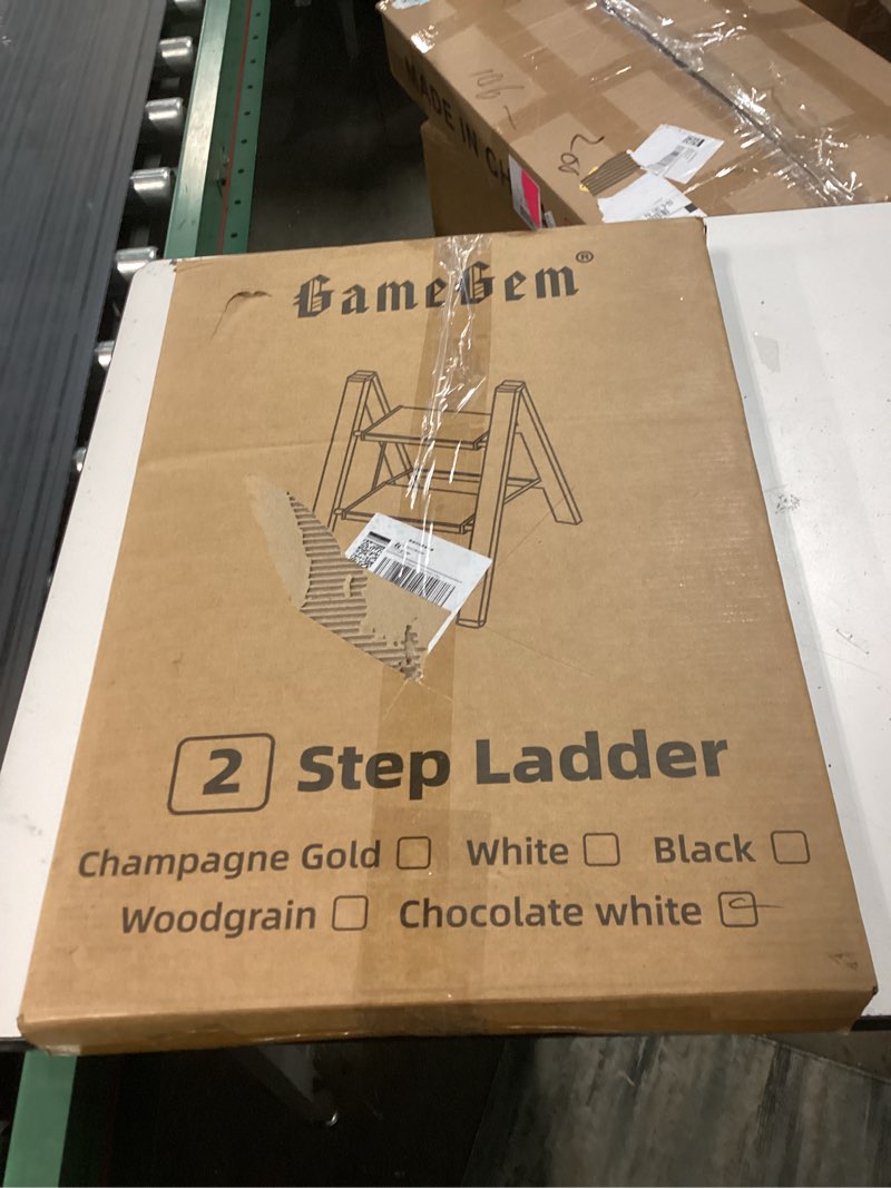 Condition photo showing New/Like New for gamegem 2 step ladder, folding step stool with wider pedal, anti-slip feet & non slip stripes, aluminum sturdy material, 300lbs capacity, elegant look of cream chocolate better matches your home cream chocolate 2 step