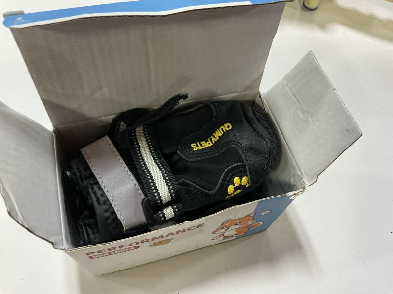 Condition photo showing Good Condition for qumy dog shoes for large dogs, medium dog boots & paw protectors for winter snowy day, summer hot pavement, water-resistant in rainy weather, outdoor walking, indoor hardfloors skid-resistant sole black size 2: 1.9''x2.4''(w*l) (pack of 4)