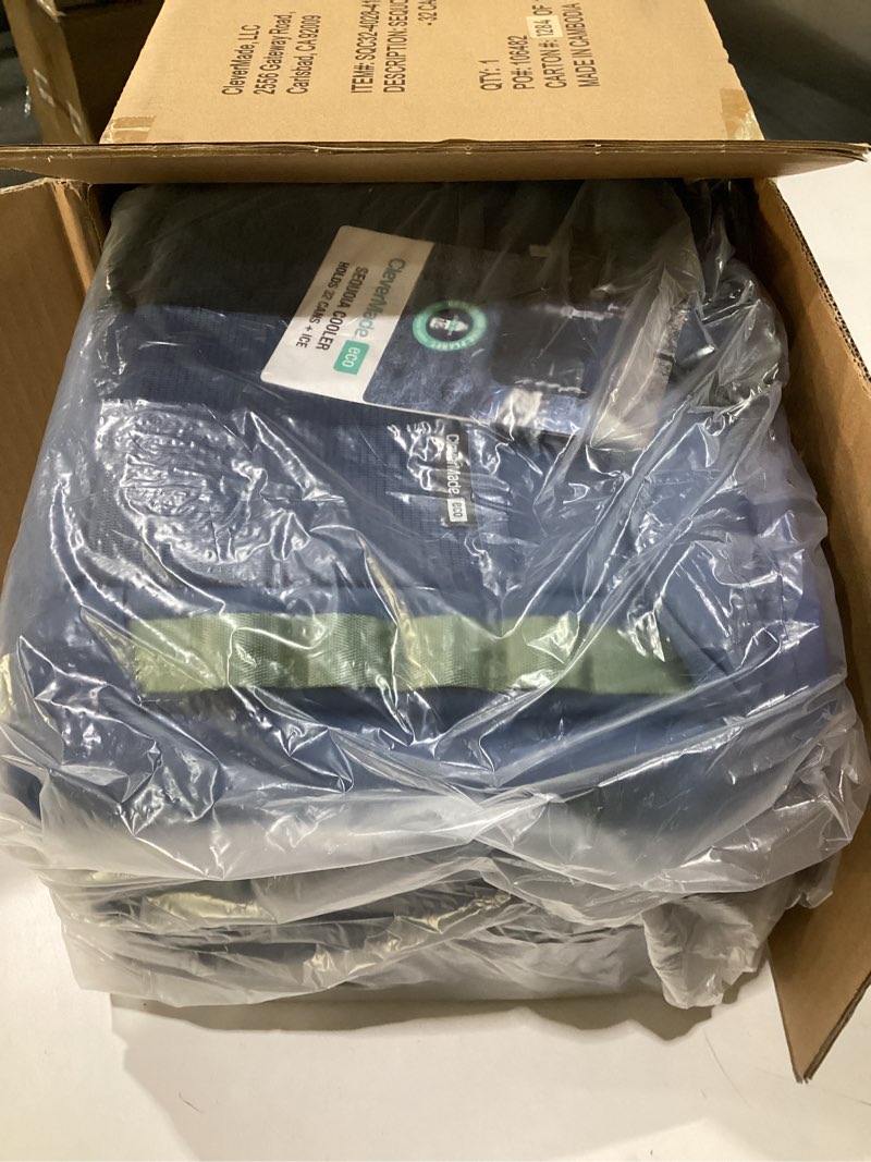 Condition photo showing Good Condition for CleverMade Pacifica Cooler Bag; Soft Sided Insulated, Collapsible Leakproof 50 Can Lunchbox with Bottle Opener & Shoulder Strap, Made From Recycled Materials, Ocean, SIMILAR TO STOCK PHOTO, NOT EXACT