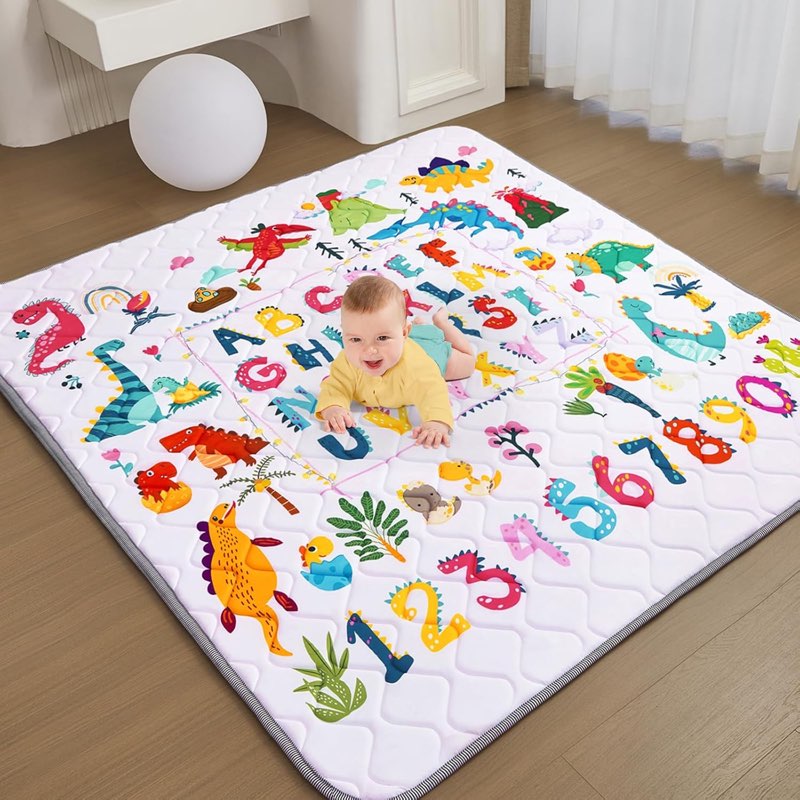 baby play mat - thicken 50x50 inch soft foam crawling mat for playpen & floor, n