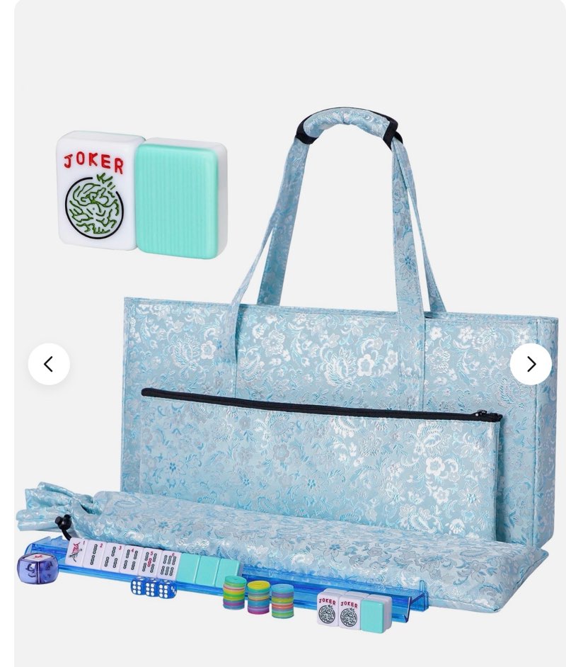 TIASUSAN American Mahjong Game Set, 166 Light Green Tiles, Blue Bag with Entire Accessories, 4 All-i