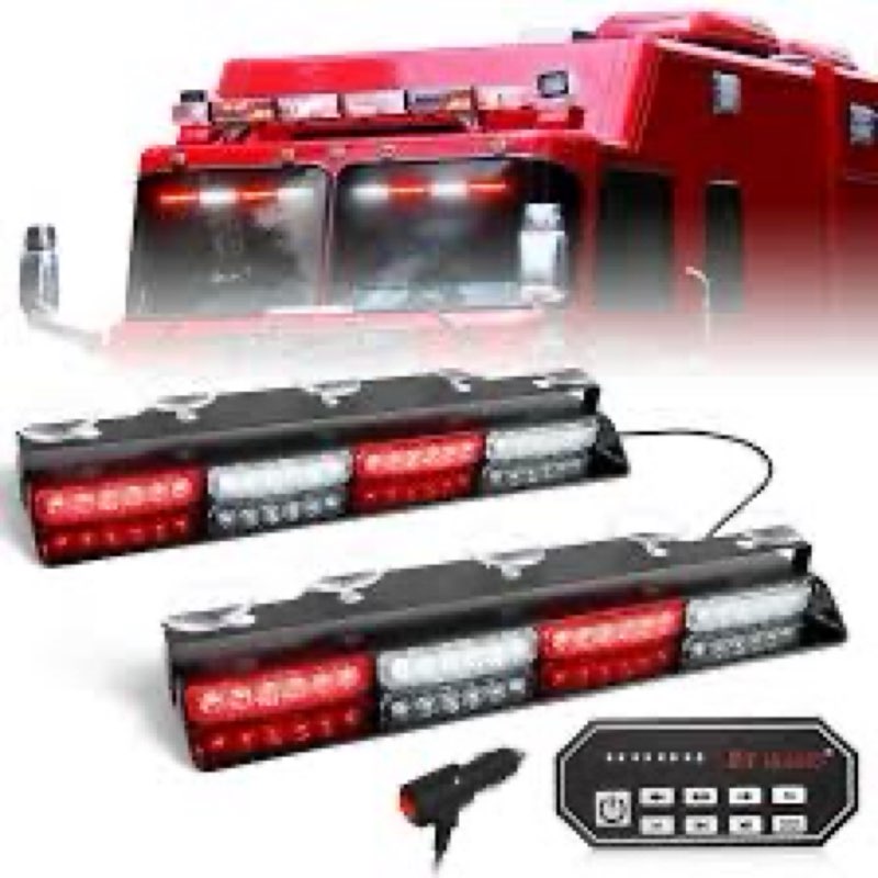 hlauto 604n emergency dash strobe lights w/controller: 2x16.8 inch red white security light w/take d