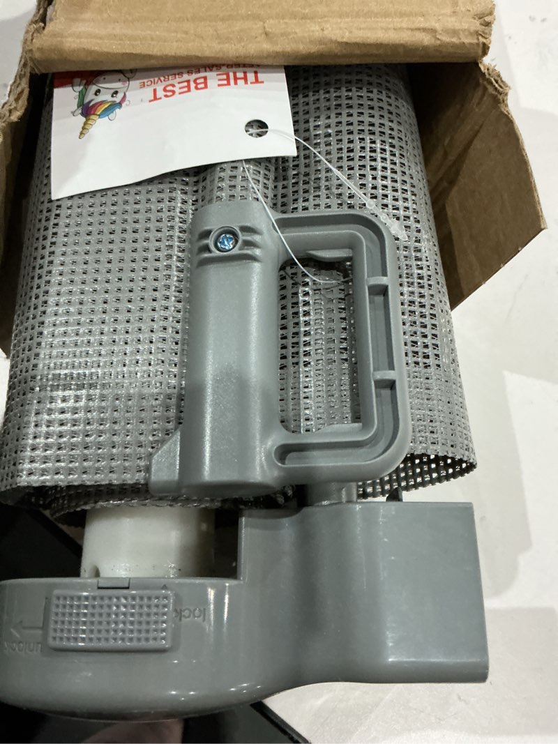 Condition photo showing Good Condition for reinforced 42” tall x 100” wide retractable baby gates extra tall dog gate with rods to prevent crawling through, pet gate for large openings extra wide mesh baby gate for stairs, gray gray reinforced 42" tall x 100" wide