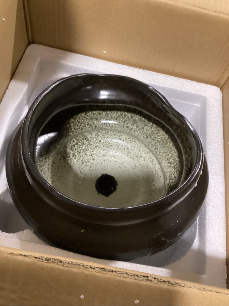 Condition photo showing Good Condition for Ceramic Pots for Plants 11 Inch - Bonsai Flower Pots for Indoor Plants with Drainage Hole, Decorative Outdoor Pot for Plant, Gift for Men Women, Black Black (11 X 7.5 In)