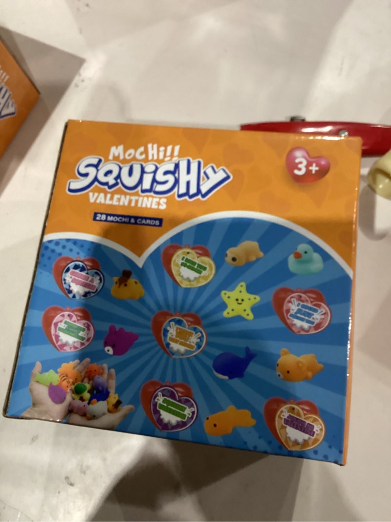 Condition photo showing New/Like New for 28 Pack Mochi Squishes Valentines Day Gifts for Kids Classroom, Valentines Day Cards for Kids School, Valentines for Class Valentines Exchange Cards Party Favors Classroom Exchange Gift Set Style 1