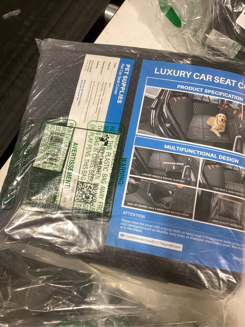 Condition photo showing Good Condition for Back Seat Extender for Dogs-Supports 400lb,Waterproof Dog Car Seat Cover Hard Bottom-Detachable,600D Heavy Duty Scratch Proof Nonslip Soft,Dog Hammock for Car,SUVs Black L Pickup Truck/Cars / Mid-Size SUV