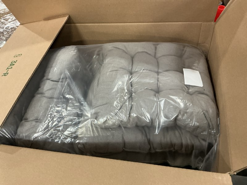 Condition photo showing Good Condition for Chair Cushions for Dining Chairs Set of 6 Durable D-Shaped Seat Cushions with Non-Slip Backing Secure Ties Thick Cozy Seat Pad for Kitchen Dining Room Office(18x16.5x3in Light Grey) 4 Light Grey