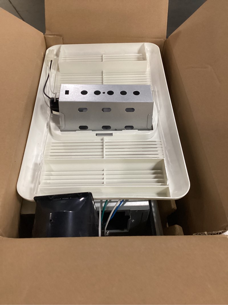 Condition photo showing As Is for utilitech heater 1.5-sone 80-cfm white lighted bathroom fan and heater
