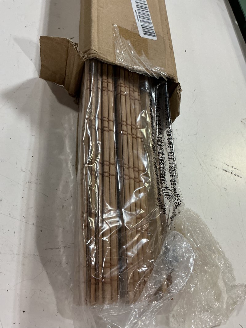 Condition photo showing New/Like New for lazblinds no tools no drill cordless bamboo roman shades, light filtering window treatment, roll up bamboo blinds for windows 33.5'' w x 48'' h, ceylon light russet light filtering-ceylon light russet 33.5" w x 48" h