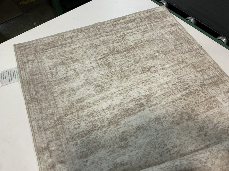 Condition photo showing Good Condition for 2x4 Washable Rug Runner for Bathroom, Soft Entryway Rug for Laundry Room, Kitchen, Vintage Abstract Hallway Runner for Bedroom, Anti-Slip Door Mat Indoor Entrance(2'x4', Brown/Ivory) Brown/Ivory 2' x 4' (Runner)