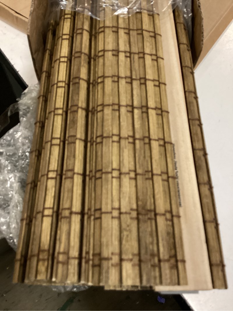 Condition photo showing New/Like New for lazblinds no drill bamboo roman shades, 30.5" w × 64" h, eastfield teak | cordless tool-free light filtering window treatment, roll up bamboo blinds for windows light filtering-eastfield teak 30.5" w × 64" h