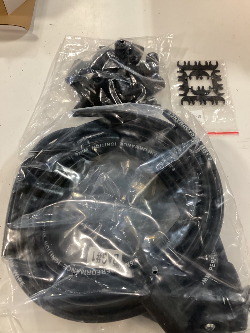 Condition photo showing Good Condition for 1 set shlpdfm black spark plug wires spiral core 8.5mm 90 degree boots v8 w/looms