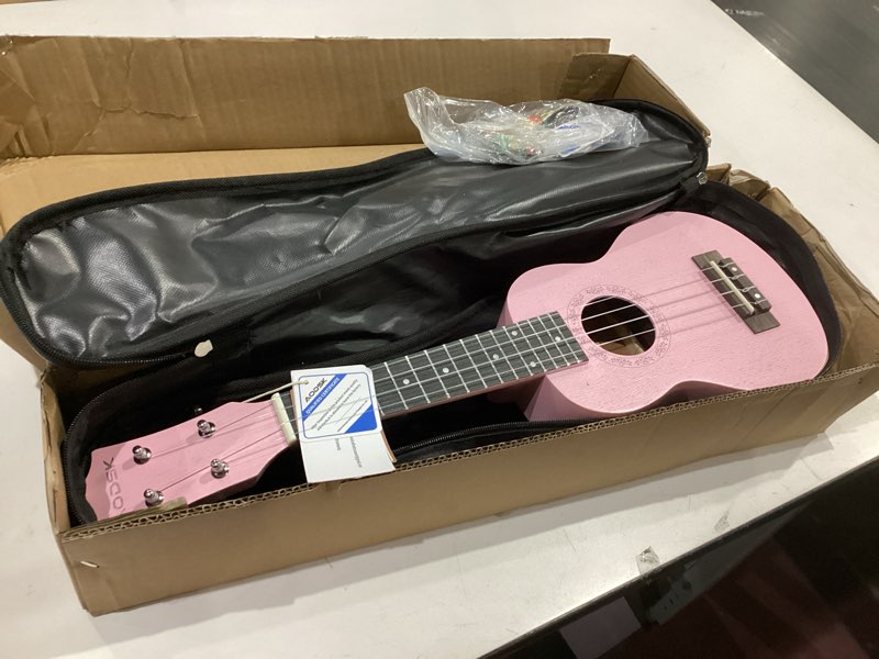 Condition photo showing As Is for aodsk soprano pink ukulele for beginner 21 inch ukelele with gig bag strap nylon string 4 picks holiday gift pink soprano