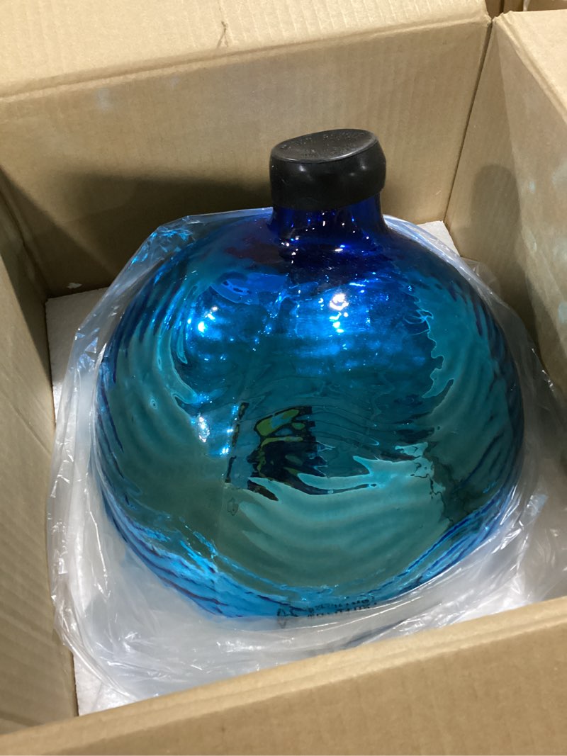 Condition photo showing Good Condition for vcuteka gazing ball, glass mirror polished hollow ball reflective garden sphere, gazing globe for home garden lawn outdoor ornament yard decorative 10-inch lake blue