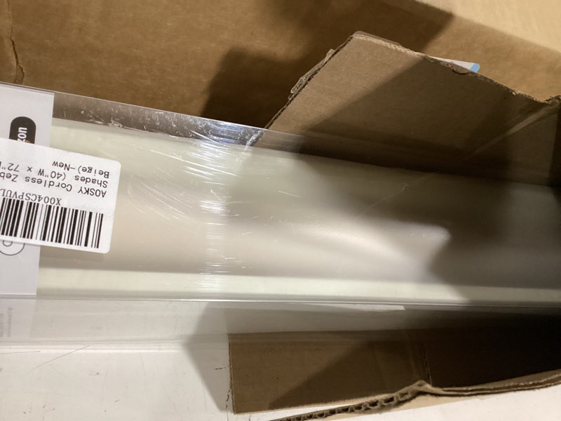 Condition photo showing Good Condition for AOSKY Cordless Zebra Blinds for Windows Pull Down Roller Window Shades Dual Layer Light Filtering Privacy for Day and Night, Free-Stop Door Shades for Home Easy to Install (40" W X 72" H, Beige) 40"W x 72"H Beige