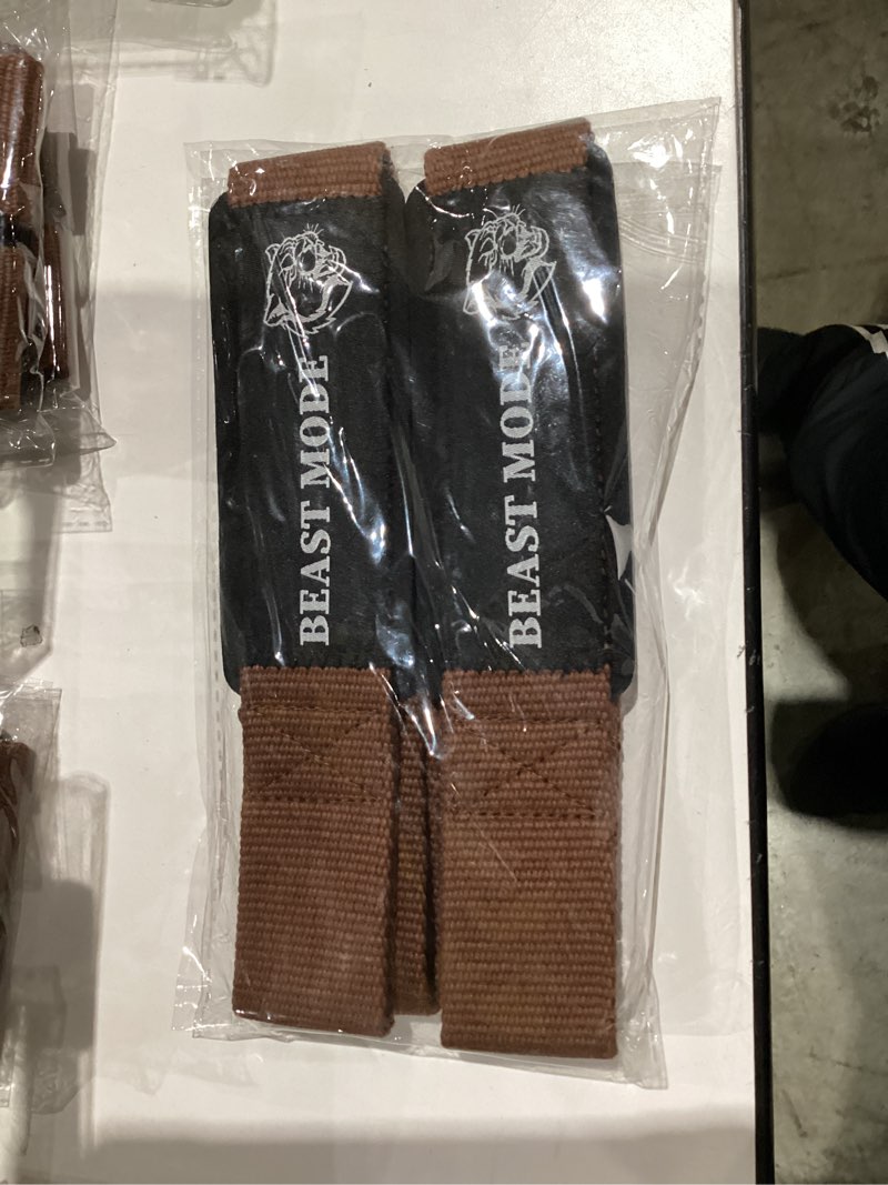 Condition photo showing New/Like New for TECEUM Lifting Straps for Weightlifting Gym Strength Training - Wrist Straps with Neoprene Padded Cotton - Men & Women – Ideal for Powerlifting, Bodybuilding & Deadlifts Brown 18" - Beast Mode