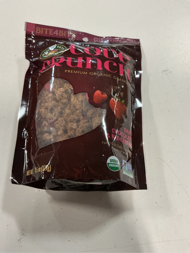Condition photo showing Good Condition for (Jan / 2026 ) Love Crunch Organic Dark Chocolate and Red Berries Granola, Non-GMO, Fair Trade, by Nature's Path, 11.5 Ounce(Pack of 1)