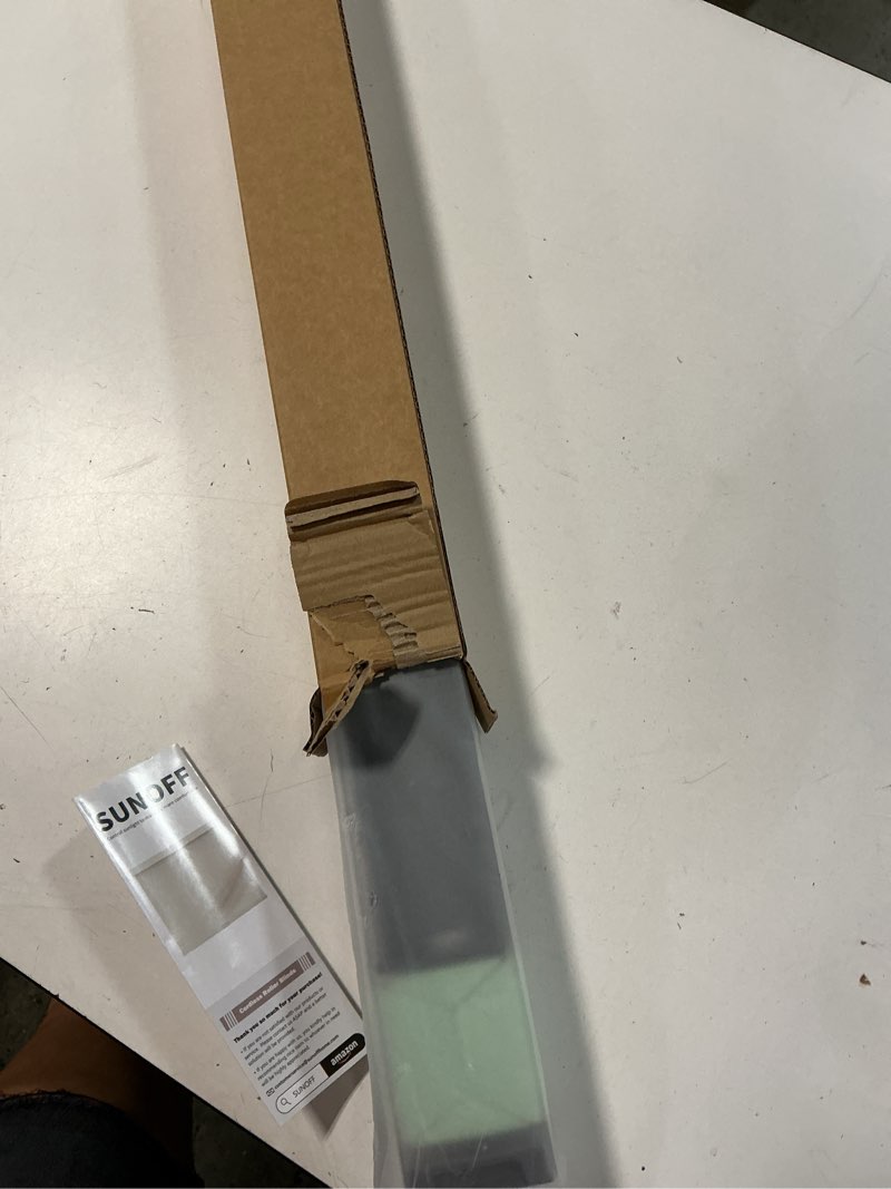 Condition photo showing As Is for cordless blackout roller shades blinds for windows free-stop,pull down room darkening with valance,thermal insulated woven fabric window door blinds for home,office,black 36" w x 72" l 36"w x 72"h black