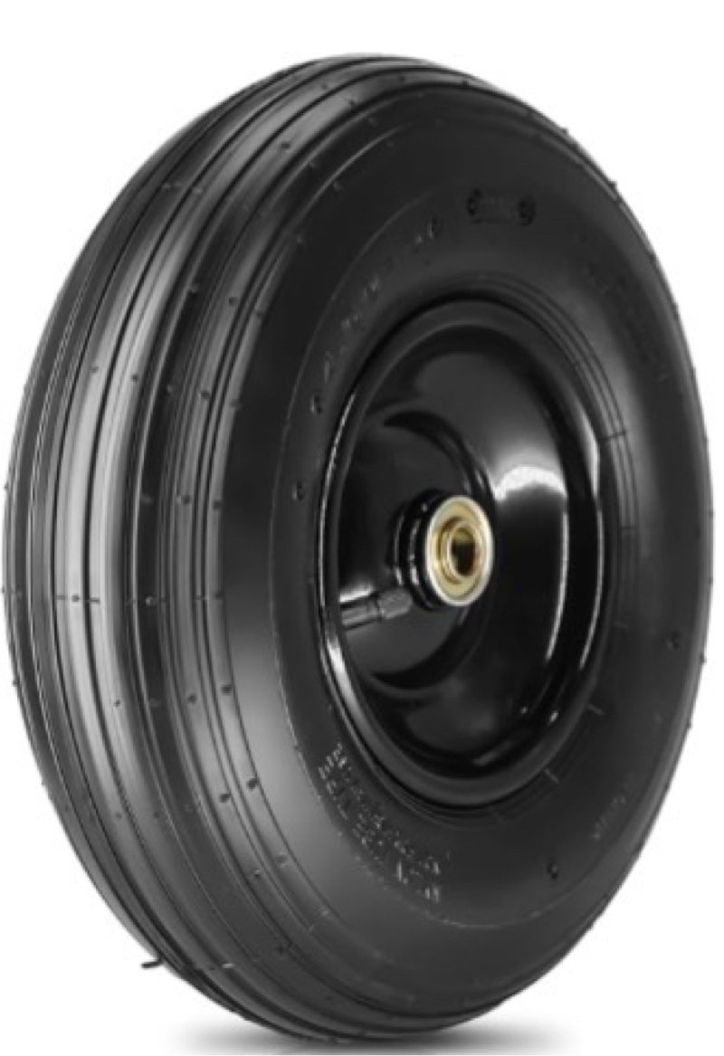 13×4.00-6” Pneumatic Tire and Wheel Compatible with Wheelbarrow Wheel,5/8" and 3/4" Bearings Centered Hub 4.00-6 Tire for Garden Carts Trolley Dolly
