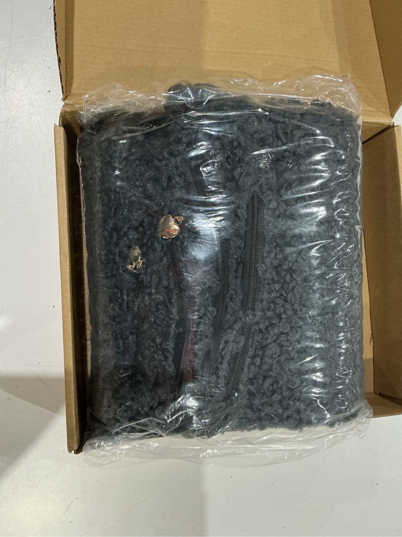 Condition photo showing Good Condition for futei charcoal throw pillow covers 16x16 inch set of 2,furry faux fur teddy boucle textured cushion covers,soft fluffy decorative pillow case,home decor for couch bed living room office car charcoal 16" x 16" (pack of 2)