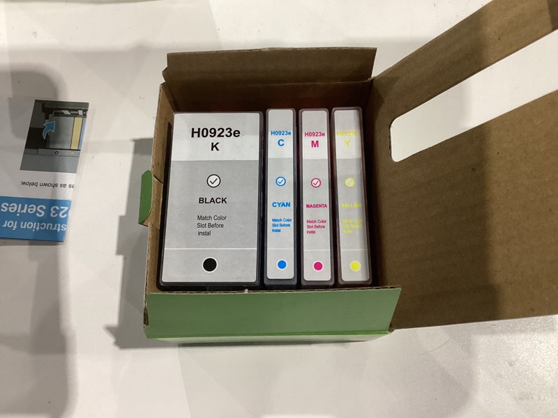 Condition photo showing Good Condition for similar. amazink 4 pack ink cartridge compatible with hp 923xl 923. includes black, cyan, magenta and yellow cartridges. 923e works with printers officejet 8120, 8130, officejet pro 8135e, 8138e, 8122e.