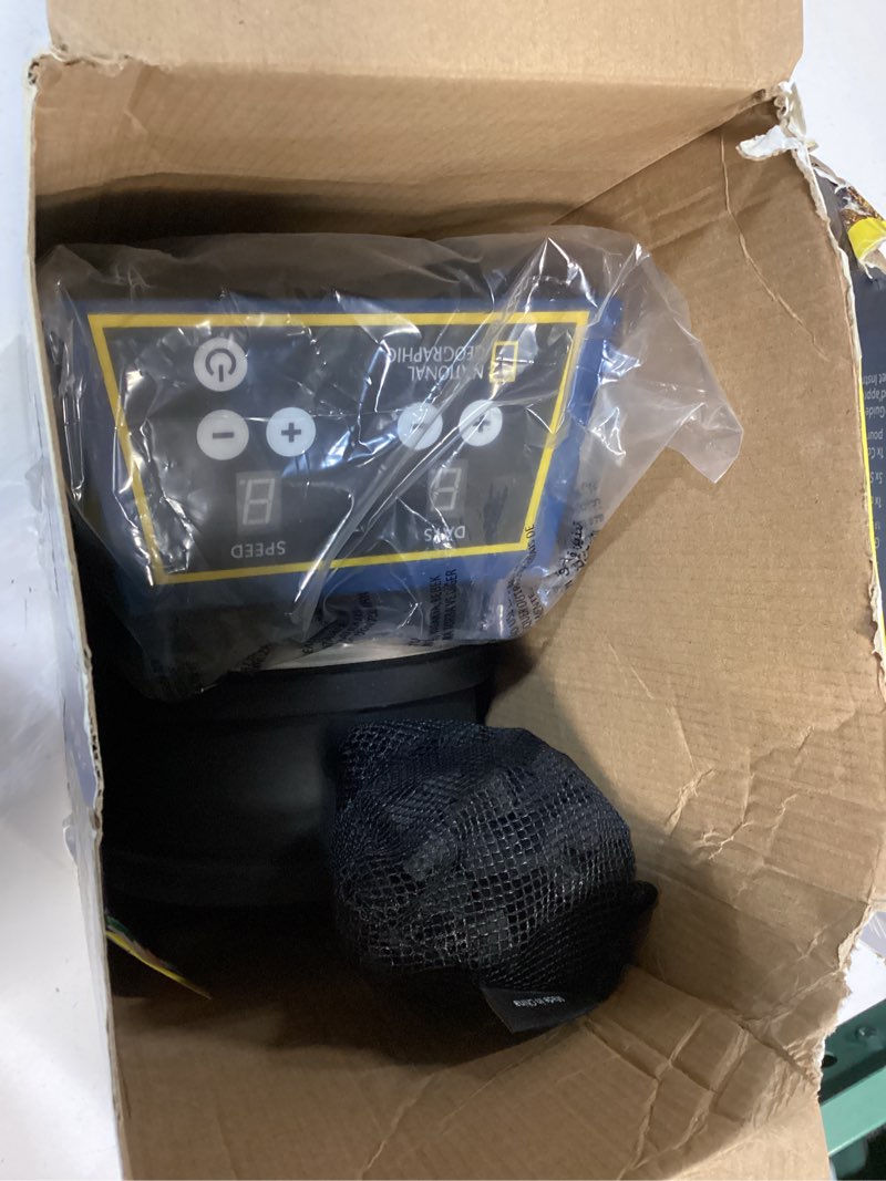 Condition photo showing As Is for National Geographic Rock Tumbler Kit - 3 Lb. Extra Large Capacity Barrel with 3-Speed Motor & 9-Day Timer, Kit Includes Rocks for Tumbling and Rock Polisher Grit, Rock Tumbler for Adults and Kids
