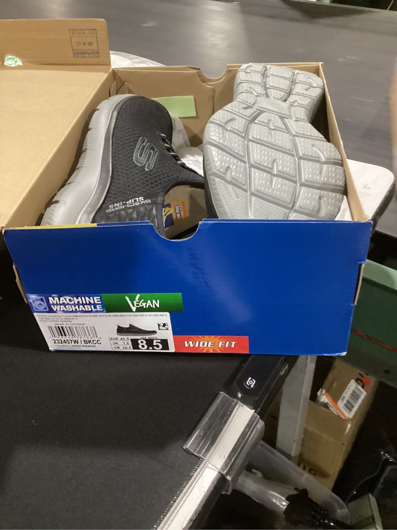 Condition photo showing New/Like New for skechers men's summits high range hands free slip-in sneaker, black/charcoal, 8.5 wide