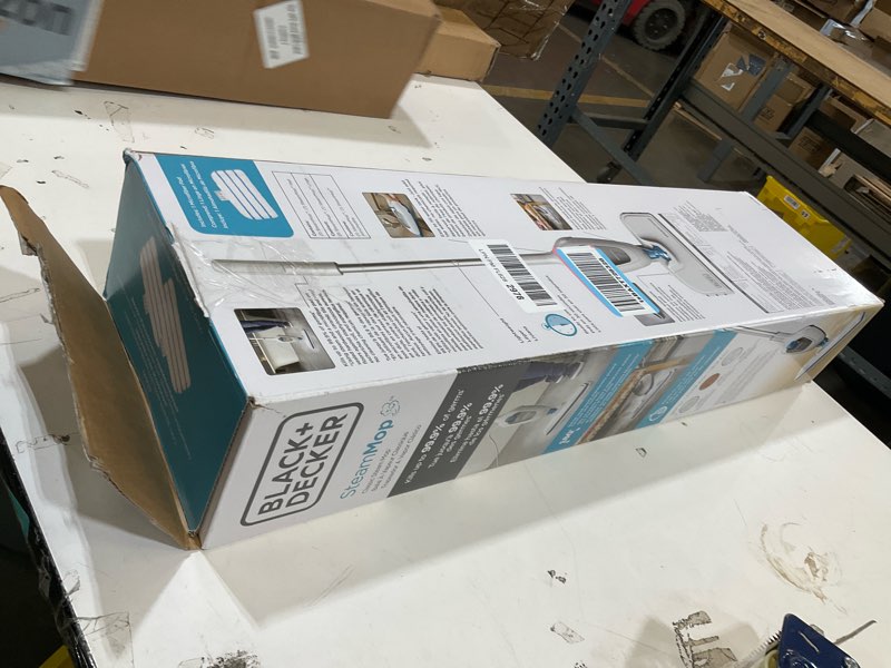 Condition photo showing As Is for black+decker steam mop, white (hsm13e1)