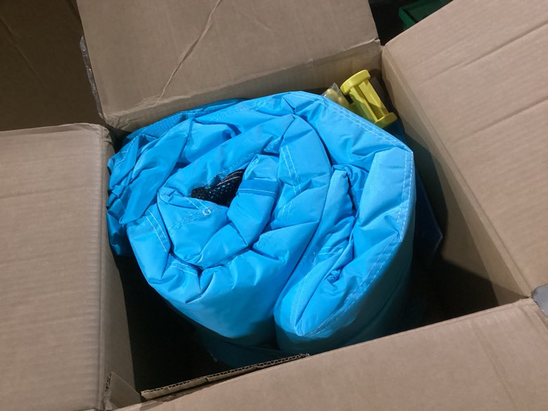 Condition photo showing Good Condition for Indoor Bounce House with Slide, Inflatable Bouncy House for Kids 3-6, Bounce Area 6'x6', Capacity 300 lb - Blue