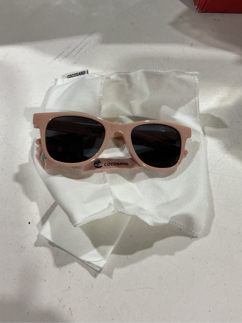 Condition photo showing Good Condition for cocosand kids sunglasses with strap polarized flexible frame soft silicone nose pads for toddler boys girls ages 2-6 tpe, soft silicone pink