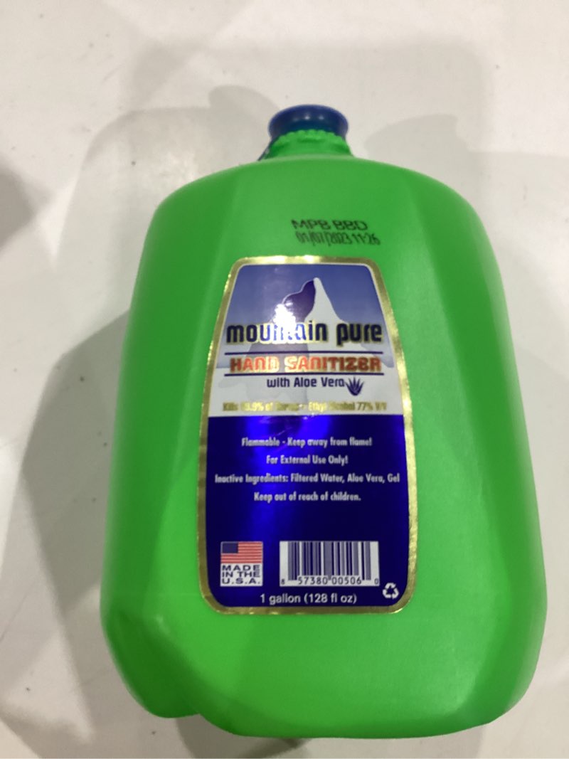 Condition photo showing As Is for )mountain pure ,hand sanitizer ,whit aloe vera
