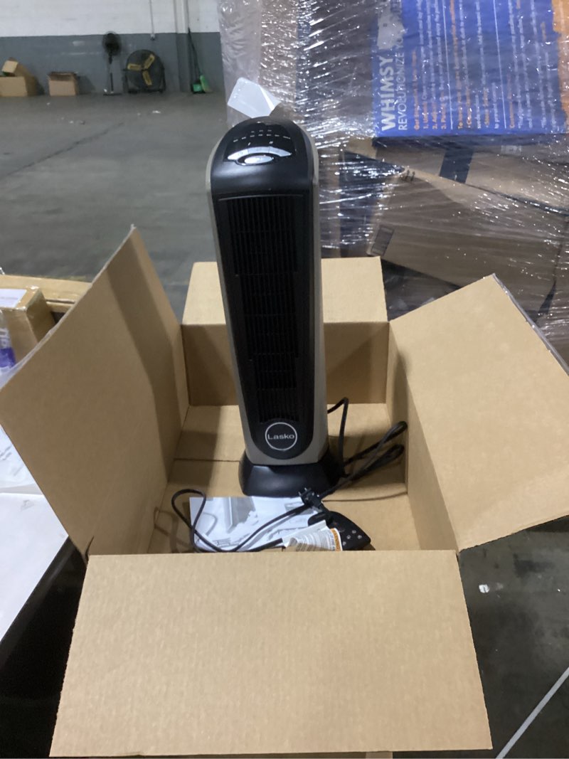Condition photo showing Good Condition for Lasko - Portable Ceramic Tower Space Heater with Remote Control - Black/Silver