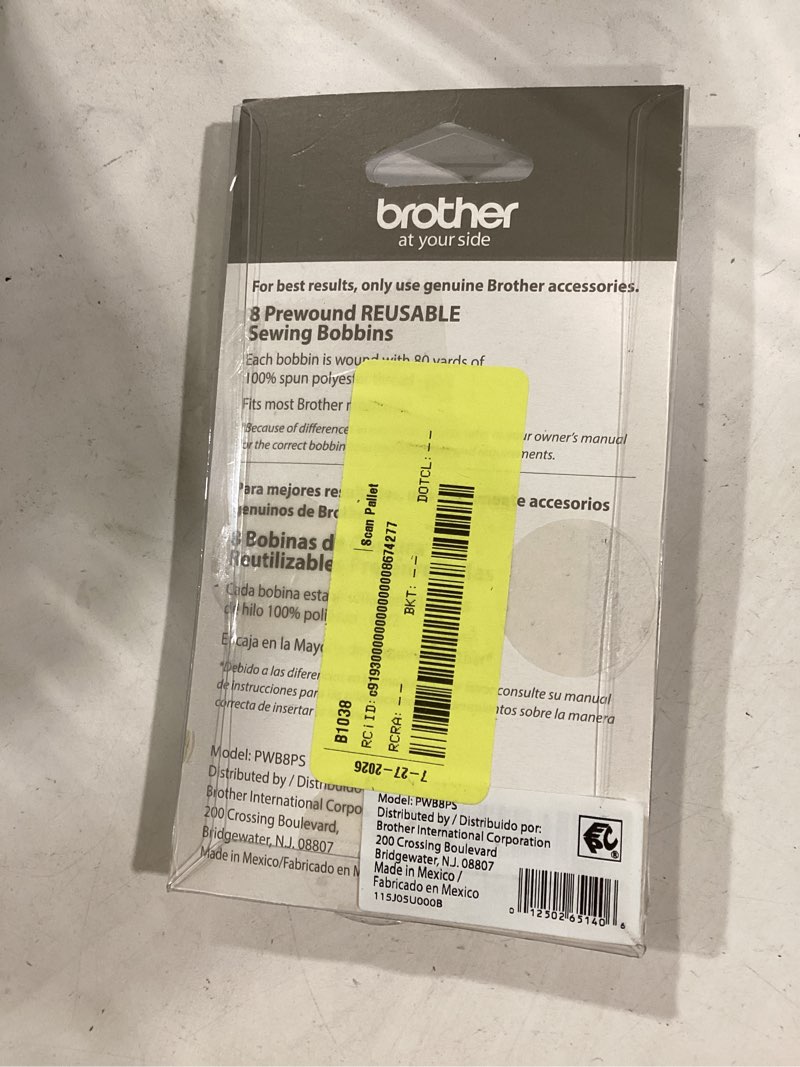 Condition photo showing As Is for brother 8 prewound reusable sewing bobbins incomplete