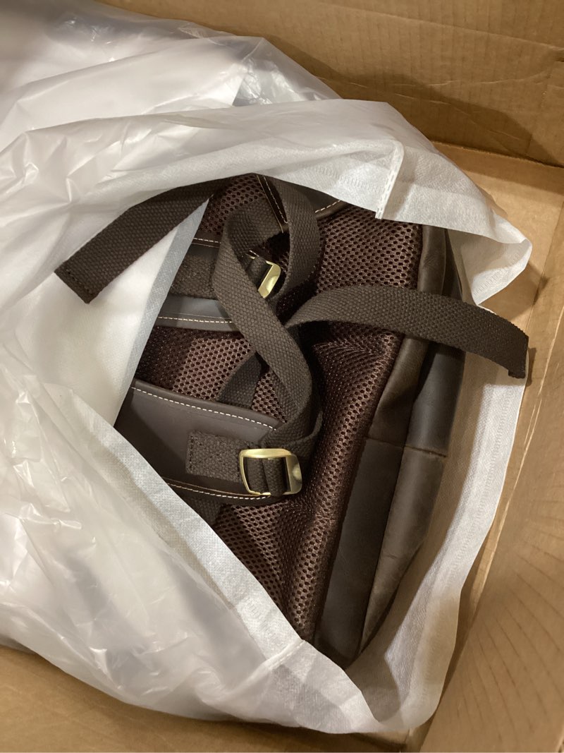 Condition photo showing Good Condition for LANNSYNE Vintage Genuine Leather 16" Laptop Backpack For Men Hiking Travel Bag Camping Rucksack Brown