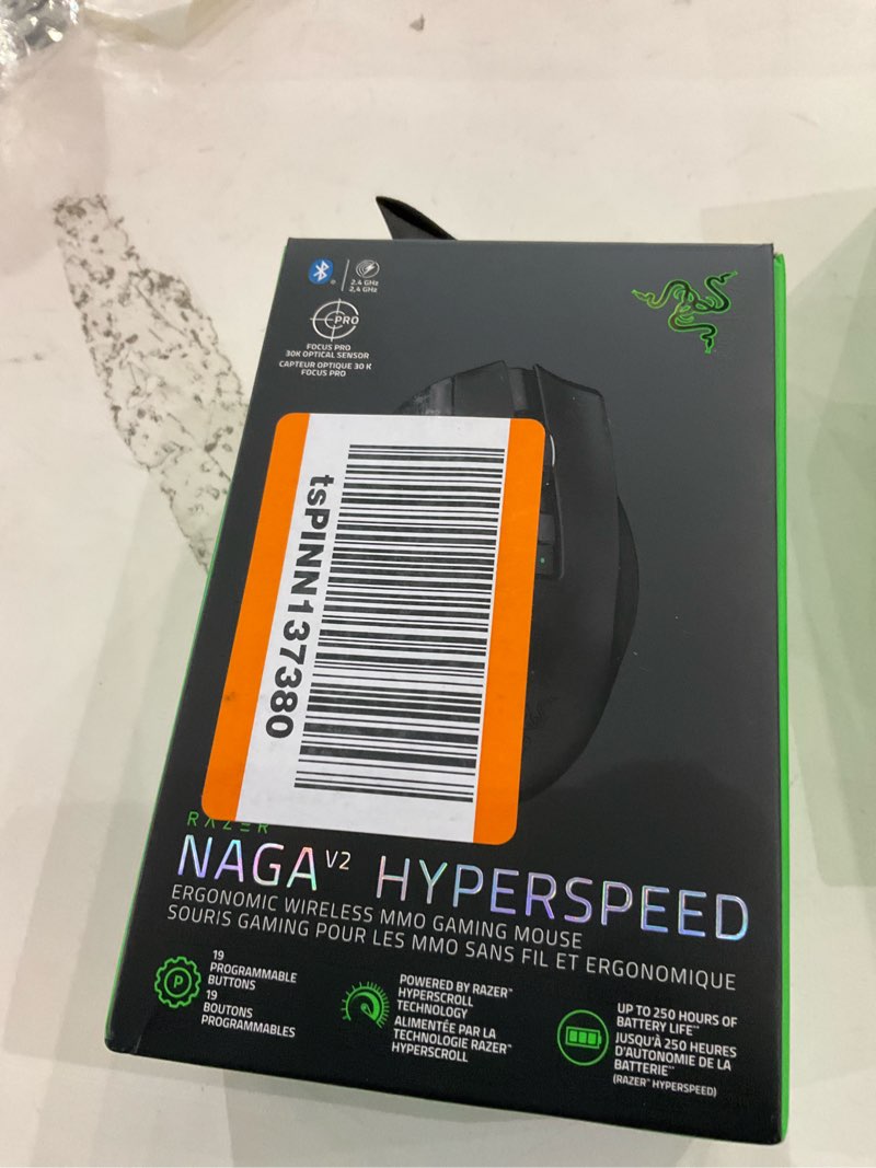 Condition photo showing New/Like New for Razer Naga V2 HyperSpeed Wireless MMO Gaming Mouse: 19 Programmable Buttons - HyperScroll Technology - Focus Pro 30K Optical Sensor - Mechanical Mouse Switches Gen-2 - Up to 400 Hr Battery Life
