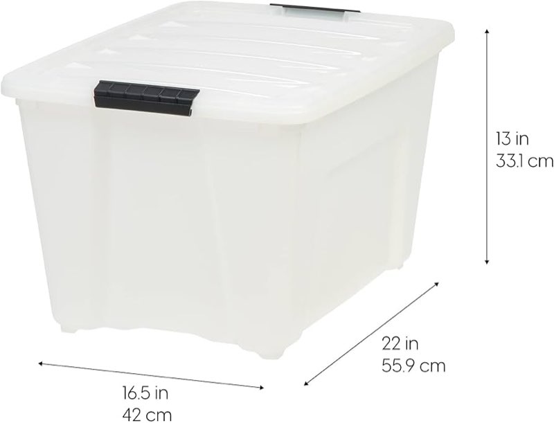 iris usa, inc. tb-56d 53 quart stack & pull box, multi-purpose storage bin, 6 pack with tb-42 12 quart stack & pull box, multi-purpose storage bin, 6 pack