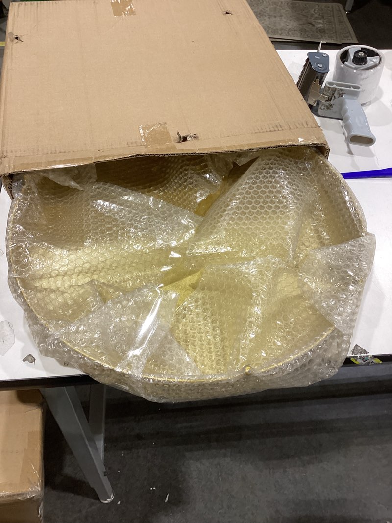 Condition photo showing Good Condition for Wenqik Cake Stand 20 Inch Round Metal Cupcake Dessert Wedding Cake Stand Cookies Display Holder Fruit Serving Tray for Table Wedding Birthday Anniversary Party(Gold) Stylish Gold 20 Inch