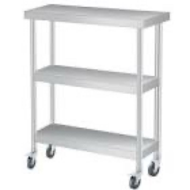 stainless steel table with wheels for food preparation and work, multi-size optional, three-layer va