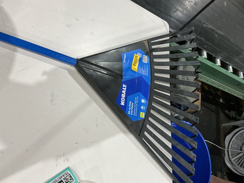 Condition photo showing As Is for kobalt 30-in plastic lawn and leaf rake with fiberglass handle