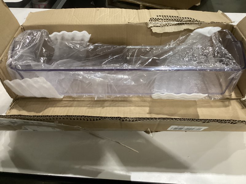 Condition photo showing As Is for da63-08645a door shelf bin (oem) compatible with samsung rt18m6215sg, rt18m6215sr, etc, part number: pd00044855,4864777, ap6241328, ps12082570, eap12082570 1pc