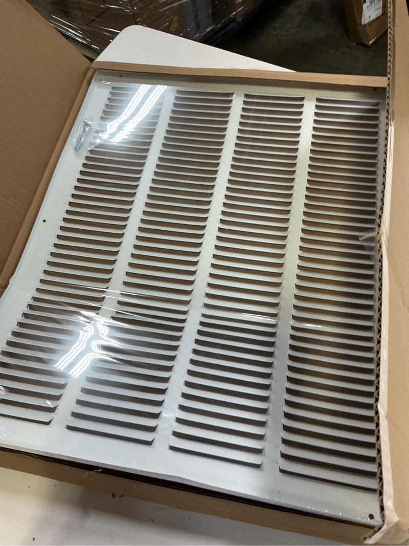 Condition photo showing As Is for howeall 16"w x 20"h [duct opening size] steel return air grille, air return vent cover for ceiling and sidewall - hvac air vent covers - [outer dimensions: 17.75"w x 21.75"h] 16"w x 20"h [duct opening]