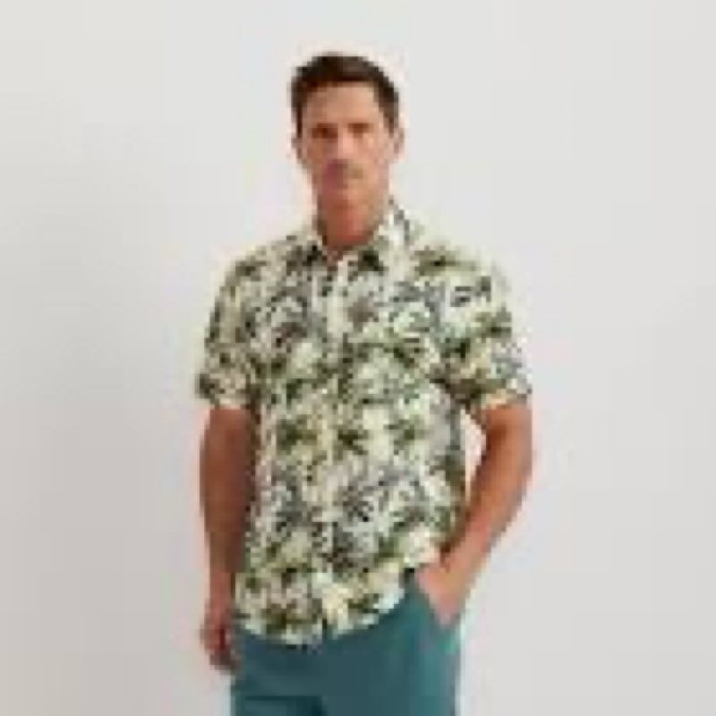 (Size:S)Eddie Bauer Men's Short Sleeve Baja Shirt - Print