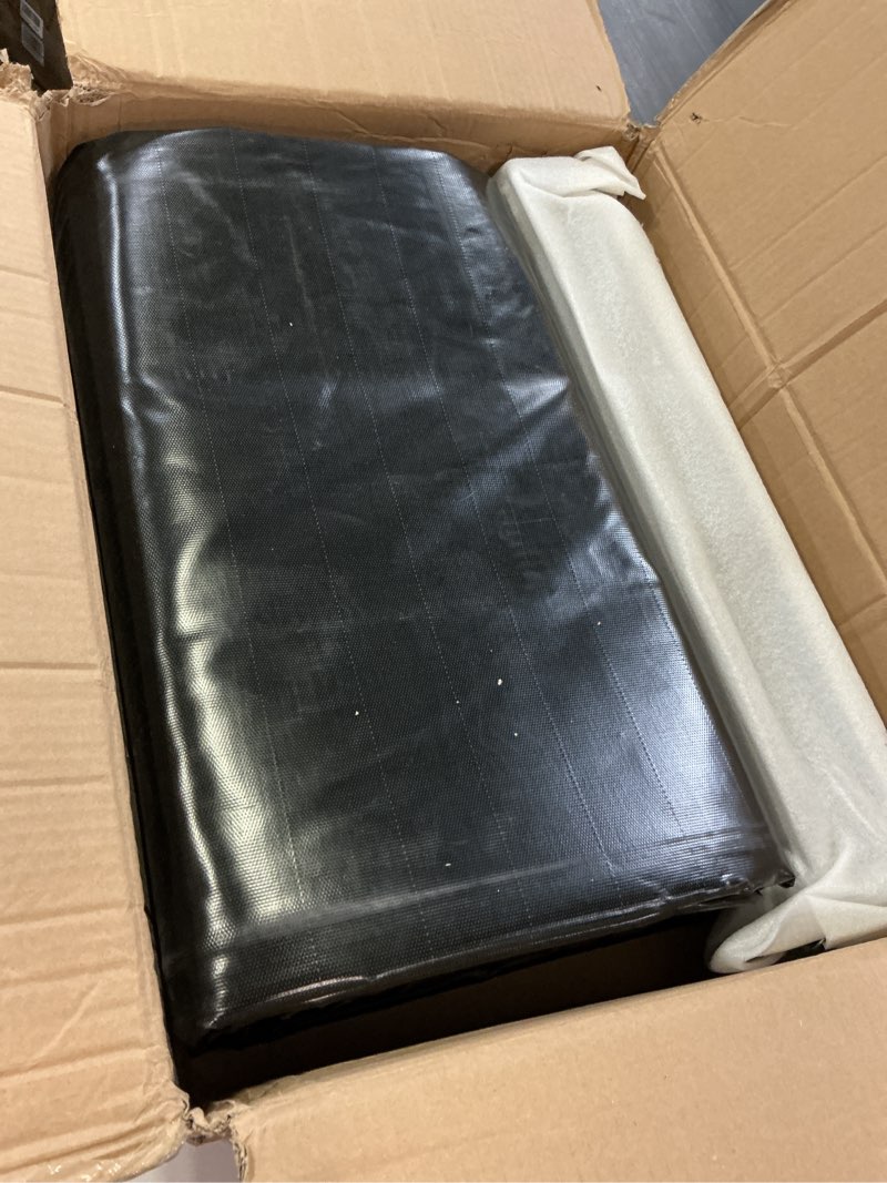 Condition photo showing Good Condition for waterproof dump trailer tarp 12 x 26 ft, heavy duty high visibility vinyl dumpster cover with reinforced double stitched edge & grommets, 25 straps for truck transport, tear resistant (black)