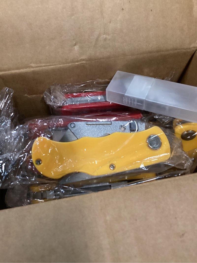Condition photo showing New/Like New for 16 pcs folding utility knife 4 color retractable box cutter with 40pcs extra blades heavy duty utility knives for cartons, cardboard and boxes
