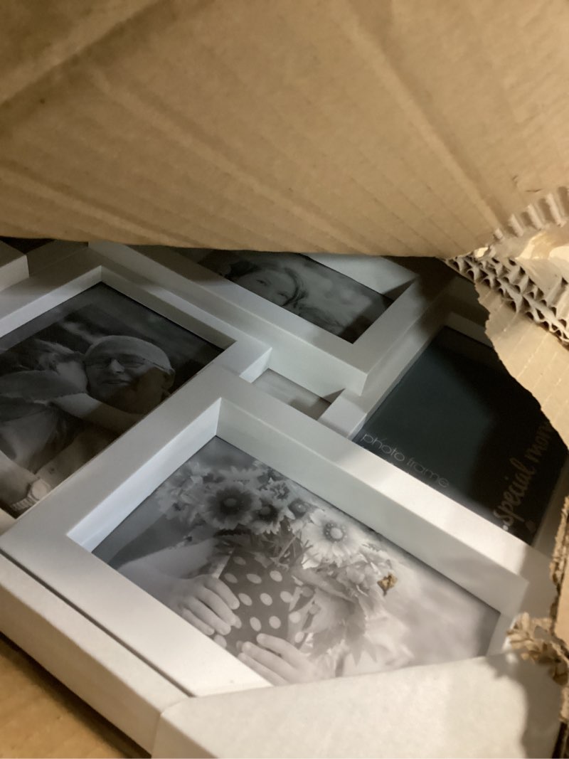 Condition photo showing Good Condition for j.m.deco collage picture frames for wall 16 opening, large photo frame collage wall hanging for 4x6 photo, reunion friends family memory, christmas gift -pure white 16 opening white