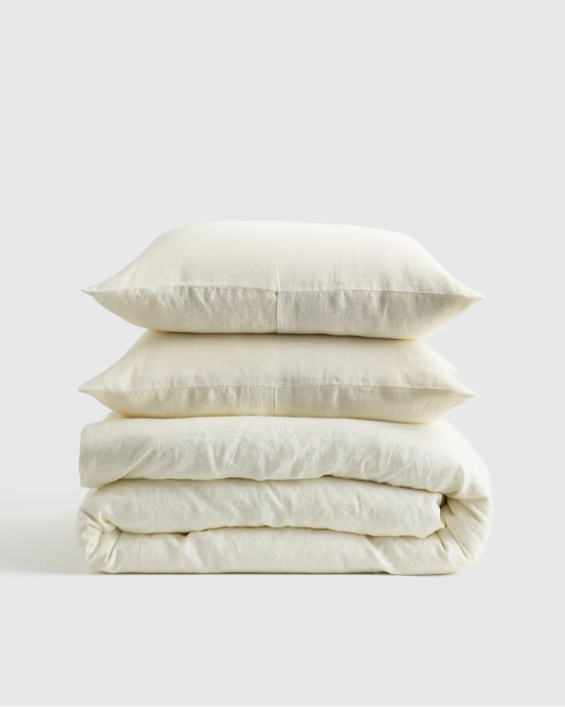 european linen duvet cover set color ivory (size queen)