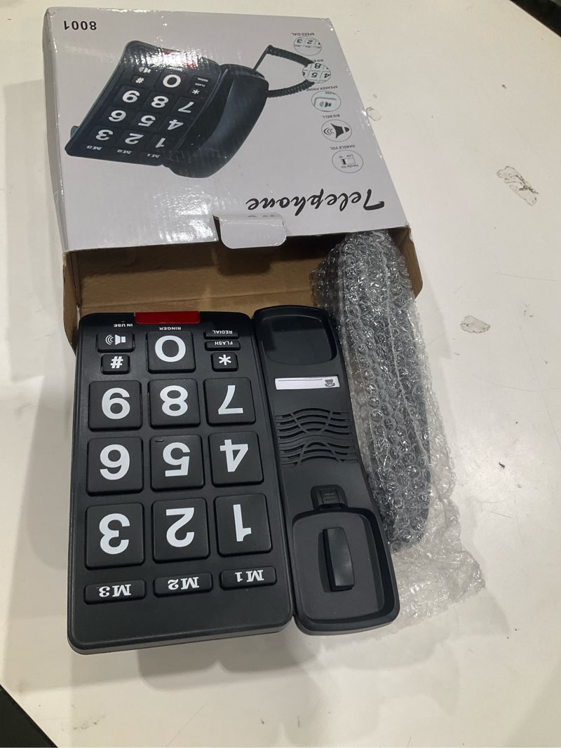 Condition photo showing Good Condition for big button landline phone for seniors or visually impaired with high contrast colors and loud volume (black)