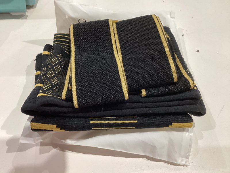 Condition photo showing Good Condition for Copper Knee Braces with Strap for Knee Pain Women and Men(2 Pack), Knee Compression Sleeve for Arthritis, ACL, Meniscus Tear, Joint Pain Relief, Knee Support for Working, Running, Weightlifting(L) Black+Copper Large