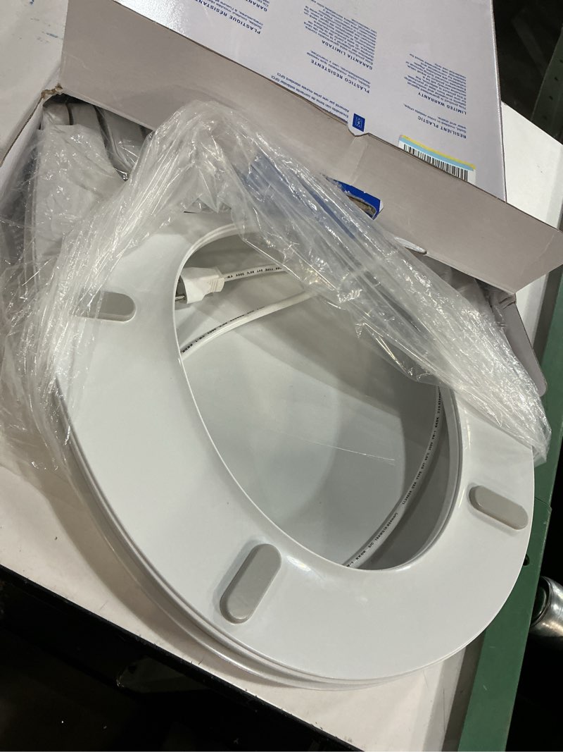 Condition photo showing As Is for Bemis Radiance Heated Night Light Toilet Seat, Slow Close Adjustable Fit Long Lasting Plastic Seat, Round, White