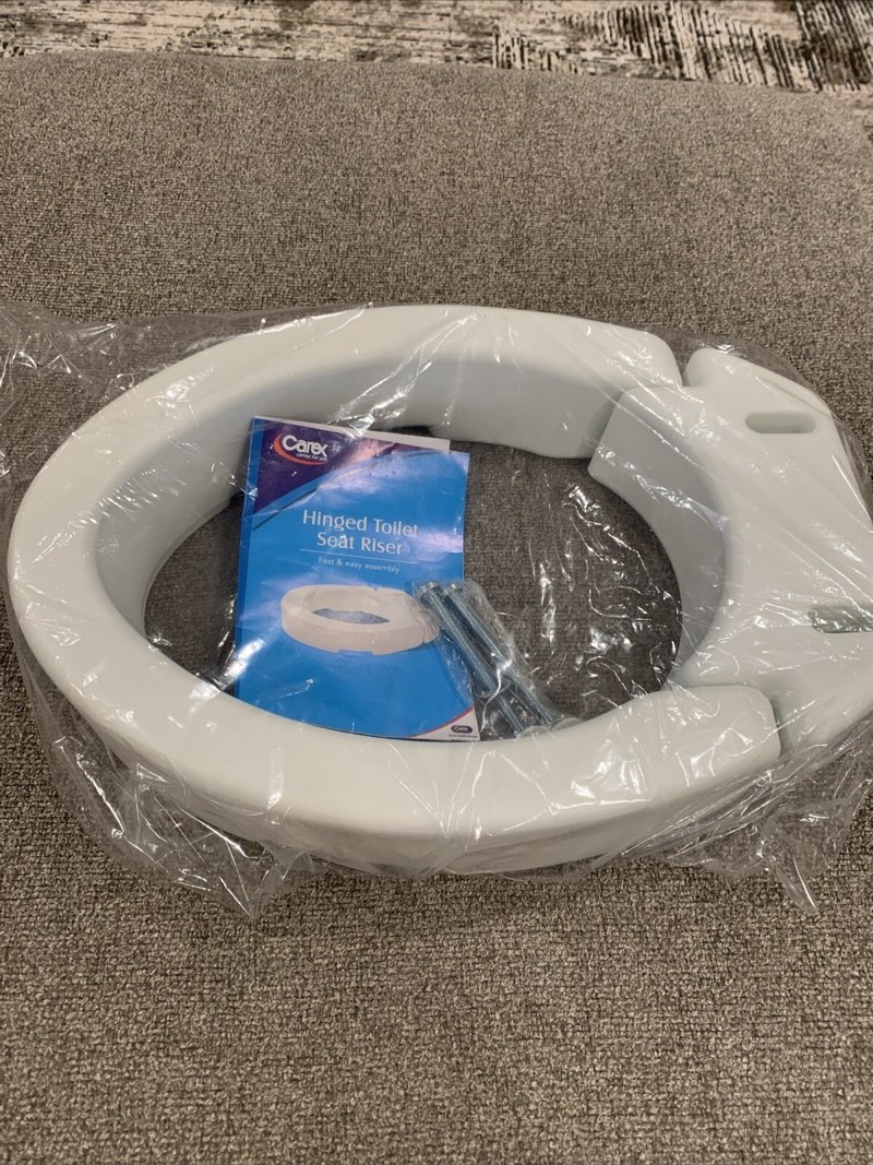 carex hinged toilet seat riser, adds 3.5 inches of height to toilet new